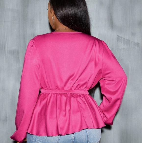 SHEIN Plus Size Peplum Pink Top - Picture 2 of 3